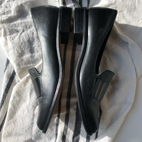 M4D3 Black Ocean Loafers 6 Leather Mod Flat 6 Chic Modern Boho Minimalist - Picture 3 of 8